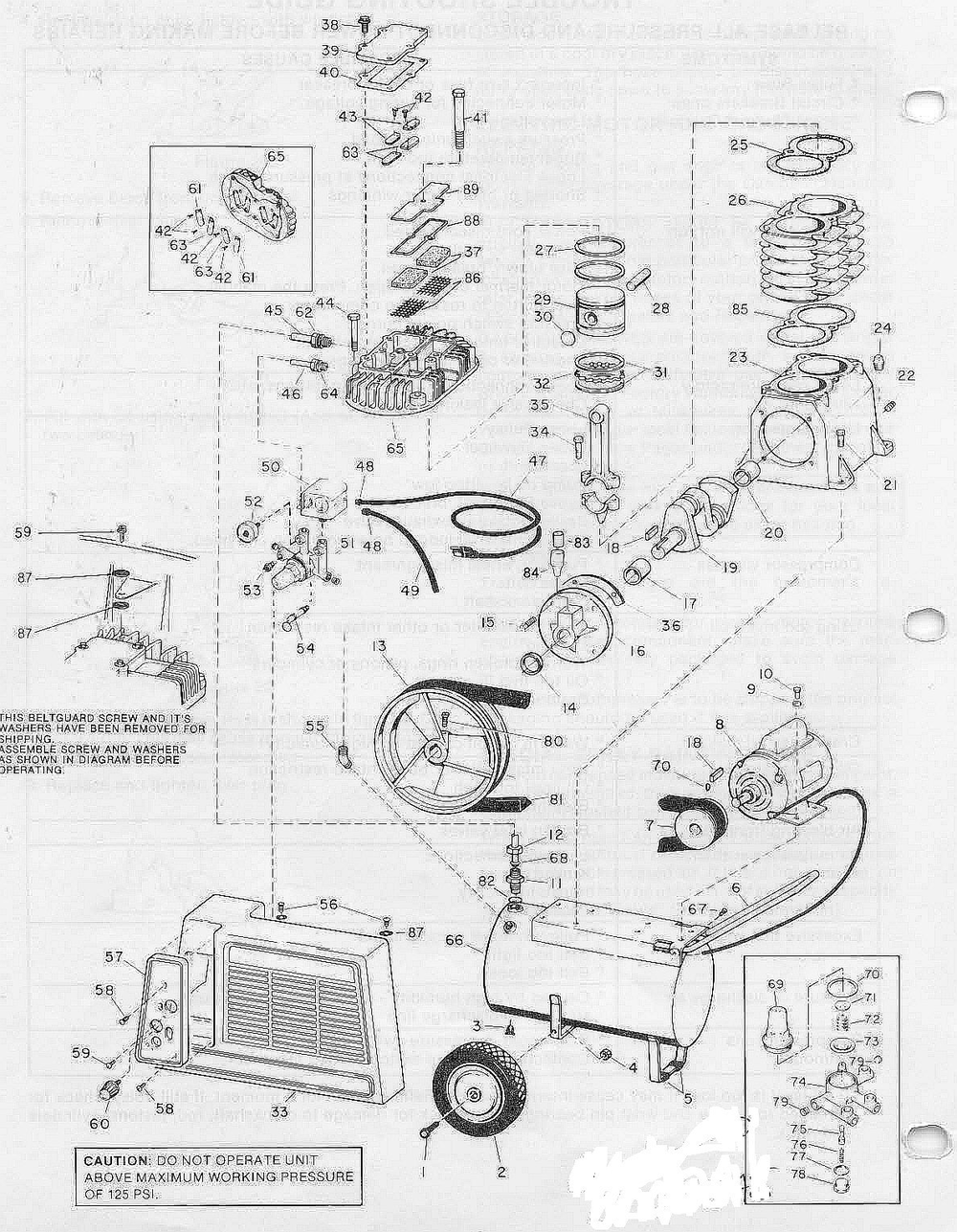 Section 1 Diagram and Parts List for VT611901  Campbell Hausfeld Compressor